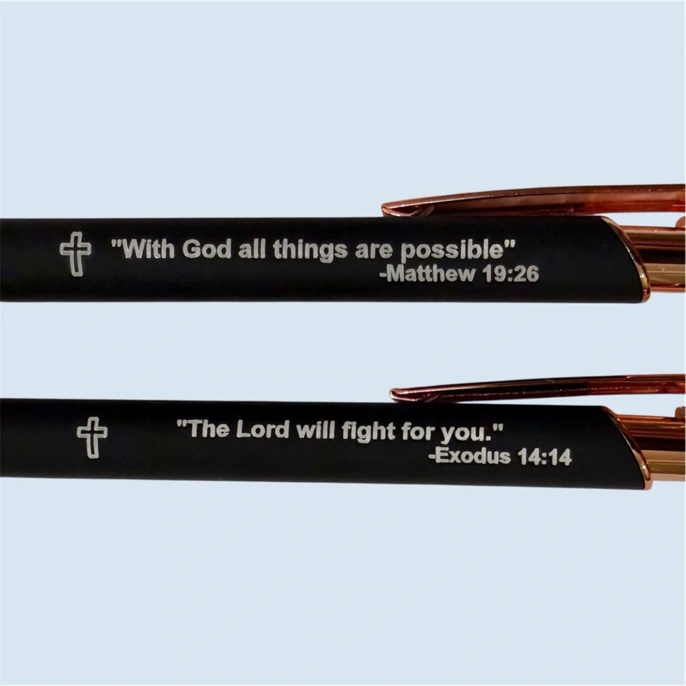 Bible Verse Inspirational Ballpoint Pen with Stylus Tip ~ Set of 2